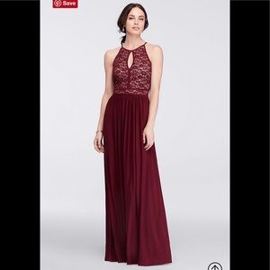 Lace Keyhole Tie Back Halter Dress